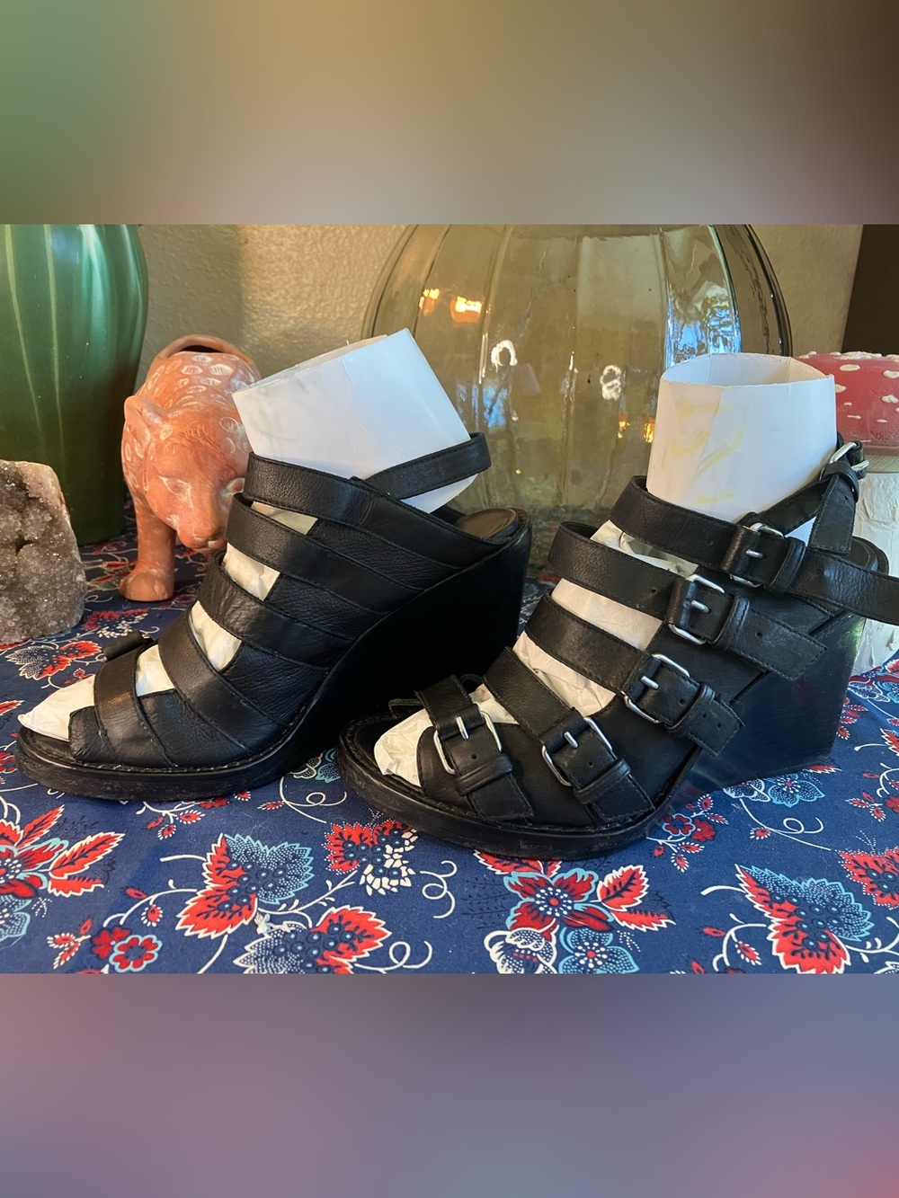 Ann Demeulemeester Vintage Gladiator Buckle Wedges 37 - Picture 3 of 11
